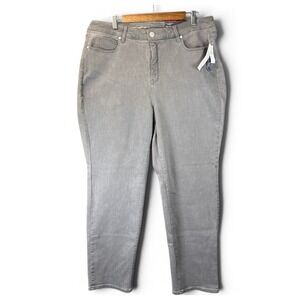 New Talbots Straight Leg Jeans Womens 18WP Grey High Waist Curvy Plus Petite Nwt